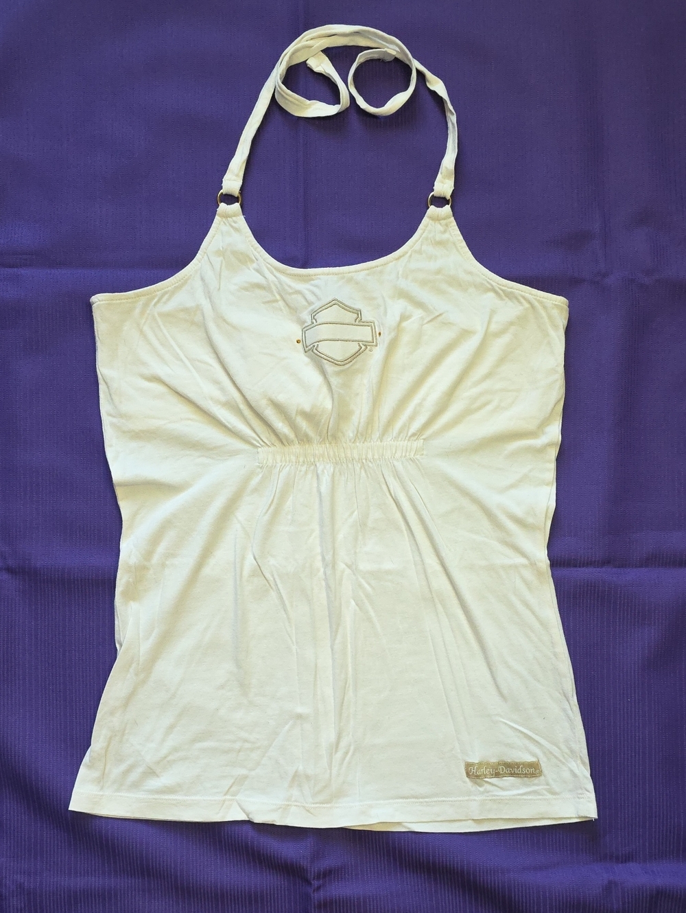 Harley-Davidson Cream Halter Top with Subtle Logo